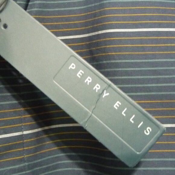 PERRY ELLIS 100% COTTON NAVY BLUE SHIRT XL - Picture 5 of 7